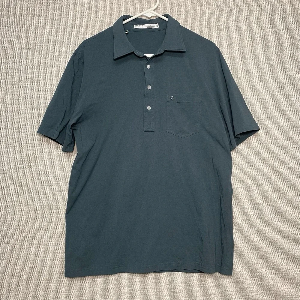 Criquet Top Shelf Players Shirt Polo L Mens S/S Golf Dark Turquoise - Picture 2 of 8